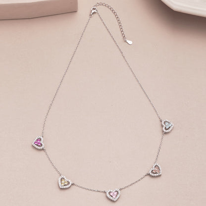 [ELAN LUXE]Sparkling Five Heart Necklace