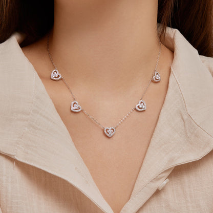 [ELAN LUXE]Sparkling Five Heart Necklace