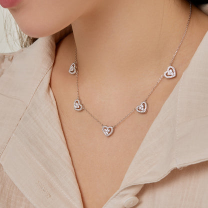 [ELAN LUXE]Sparkling Five Heart Necklace