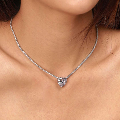 [ELAN LUXE]8.0 Carat Versatile Colorful Sweet Heart-Shaped Tennis Necklace