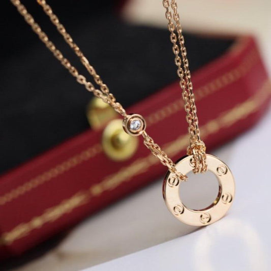 [ELAN LUXE]LOVE NECKLACE ADJUSTABLE ROSE GOLD 2 DIAMOND