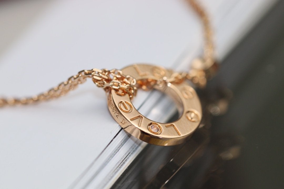 [ELAN LUXE]LOVE NECKLACE ADJUSTABLE ROSE GOLD 2 DIAMOND