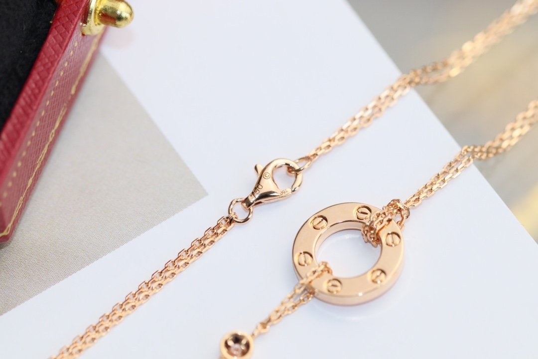 [ELAN LUXE]LOVE NECKLACE ADJUSTABLE ROSE GOLD 2 DIAMOND