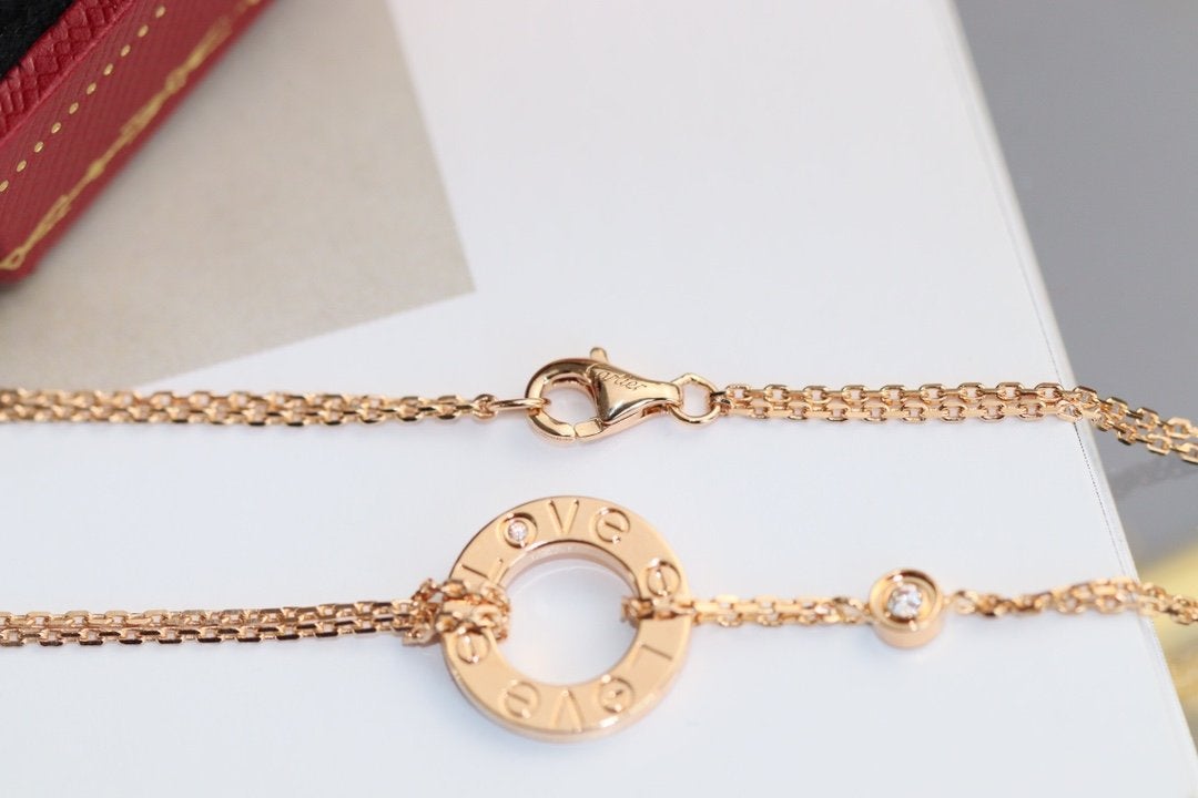 [ELAN LUXE]LOVE NECKLACE ADJUSTABLE ROSE GOLD 2 DIAMOND
