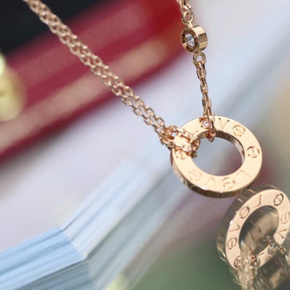 [ELAN LUXE]LOVE NECKLACE ADJUSTABLE ROSE GOLD 2 DIAMOND