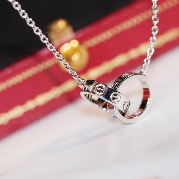 [ELAN LUXE]LOVE NECKLACE PINK GOLD AND SILVER