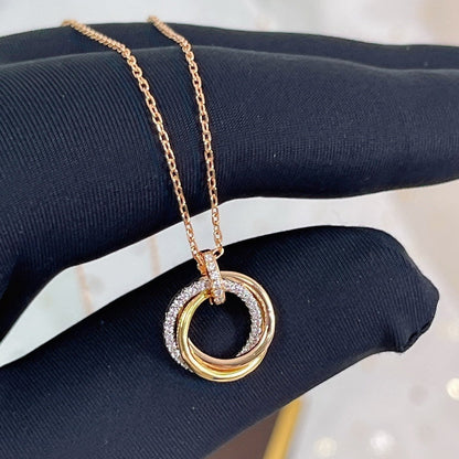 [ELAN LUXE]TRINITY NECKLACE SILVER GOLD PINK GOLD DIAMONDS