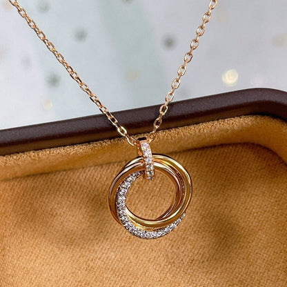 [ELAN LUXE]TRINITY NECKLACE SILVER GOLD PINK GOLD DIAMONDS