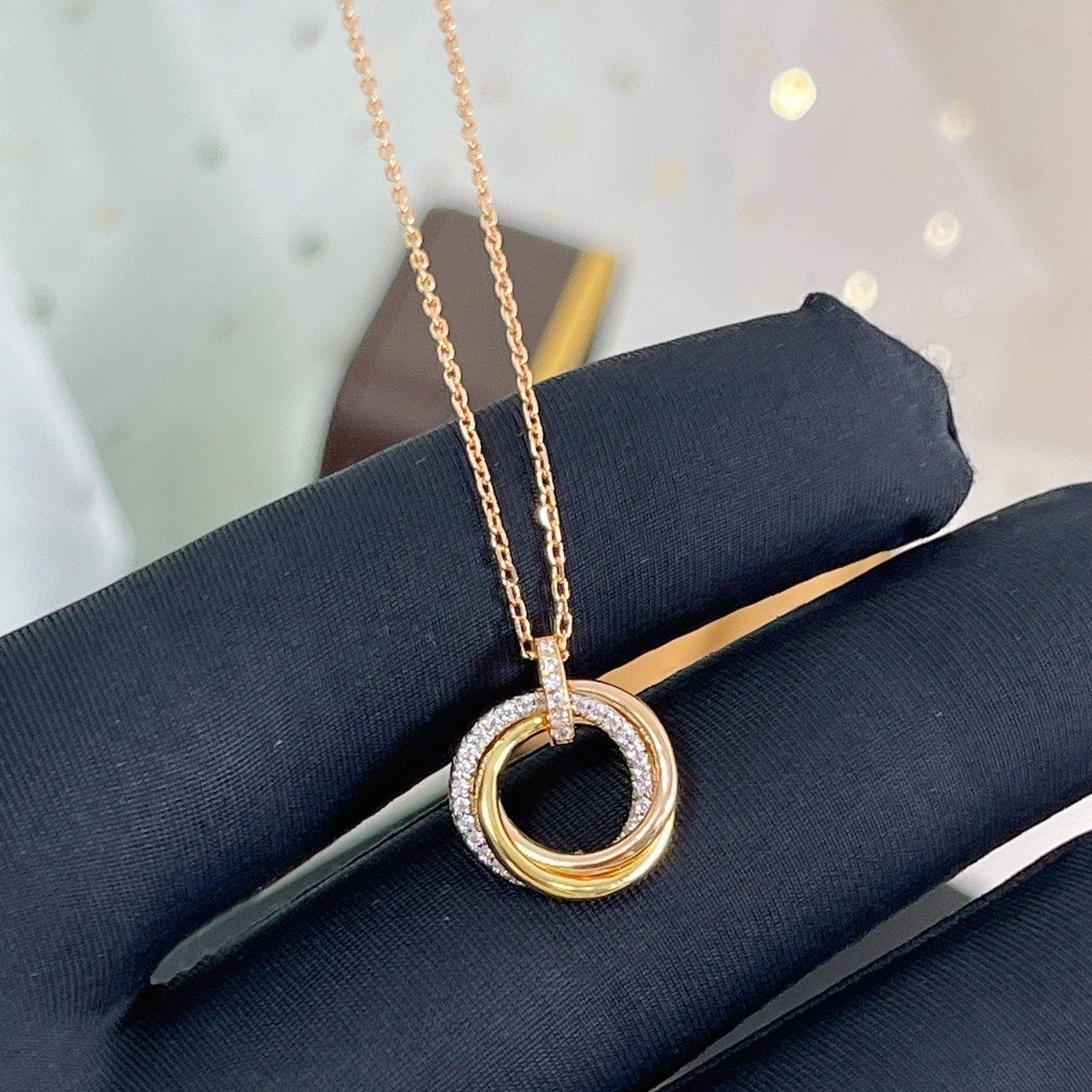 [ELAN LUXE]TRINITY NECKLACE SILVER GOLD PINK GOLD DIAMONDS