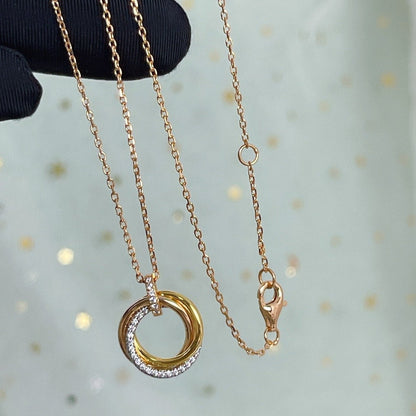 [ELAN LUXE]TRINITY NECKLACE SILVER GOLD PINK GOLD DIAMONDS