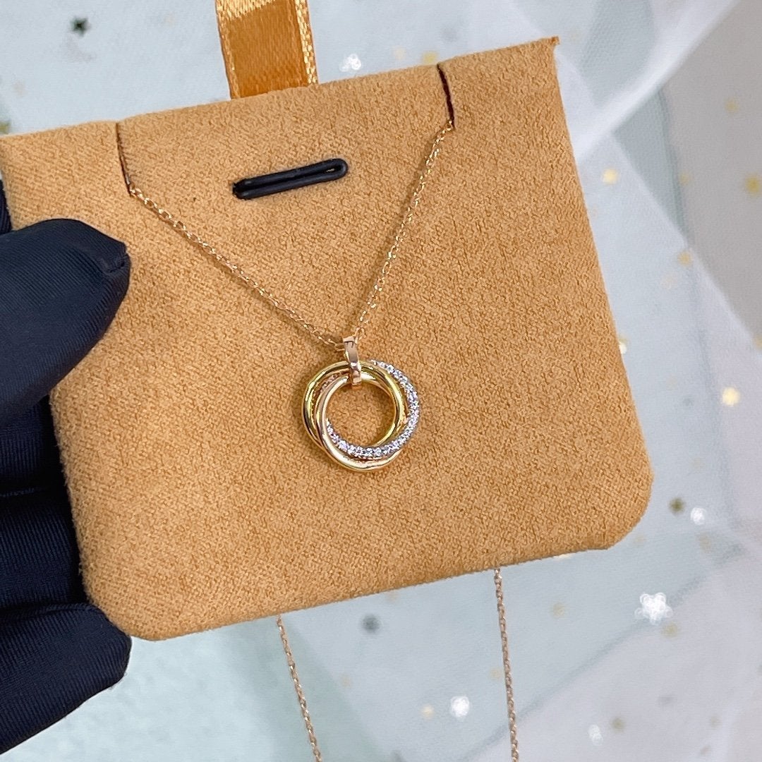 [ELAN LUXE]TRINITY NECKLACE SILVER GOLD PINK GOLD DIAMONDS