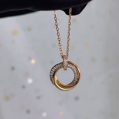 [ELAN LUXE]TRINITY NECKLACE SILVER GOLD PINK GOLD DIAMONDS