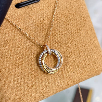 [ELAN LUXE]TRINITY NECKLACE SILVER GOLD PINK GOLD DIAMONDS