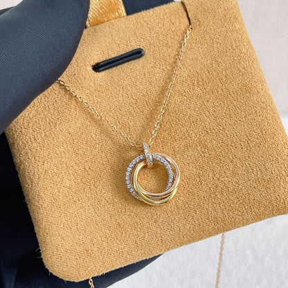 [ELAN LUXE]TRINITY NECKLACE SILVER GOLD PINK GOLD DIAMONDS