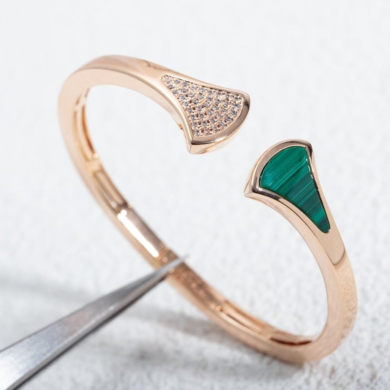 [ELAN LUXE]DREAM BRACELET OPEN MALACHITE PINK GOLD