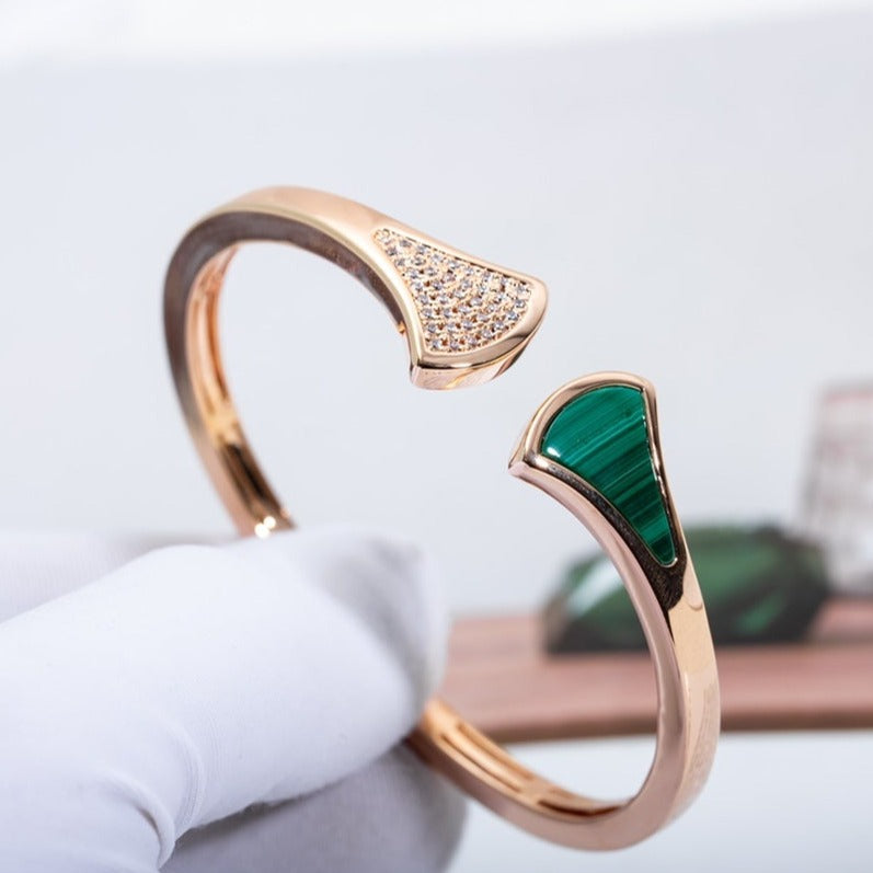 [ELAN LUXE]DREAM BRACELET OPEN MALACHITE PINK GOLD