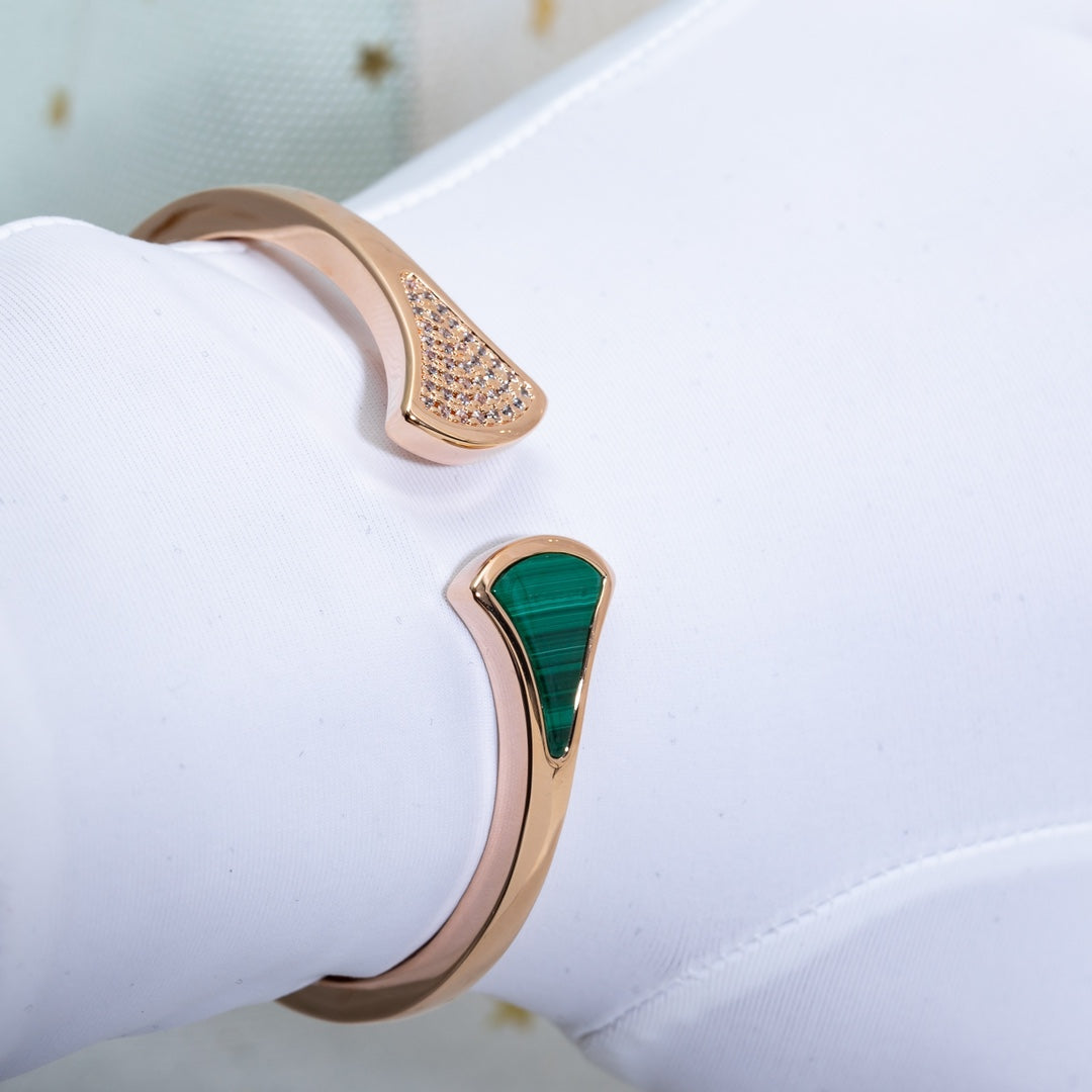 [ELAN LUXE]DREAM BRACELET OPEN MALACHITE PINK GOLD