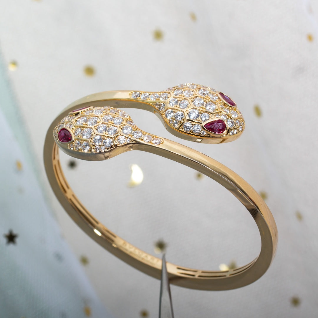 [ELAN LUXE]SERPENTI BRACELET PINK GOLD DIAMOND DOUBLE SNAKE