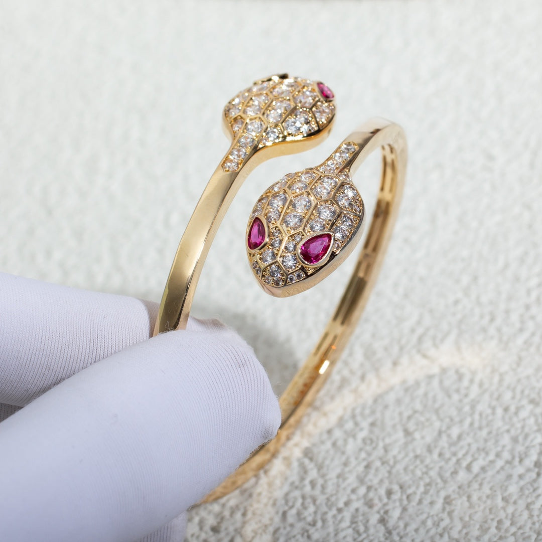 [ELAN LUXE]SERPENTI BRACELET PINK GOLD DIAMOND DOUBLE SNAKE