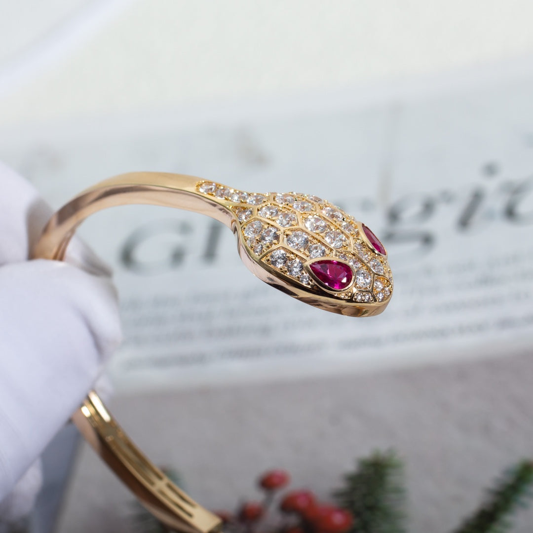 [ELAN LUXE]SERPENTI BRACELET PINK GOLD DIAMOND DOUBLE SNAKE