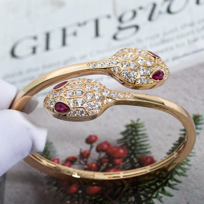 [ELAN LUXE]SERPENTI BRACELET PINK GOLD DIAMOND DOUBLE SNAKE