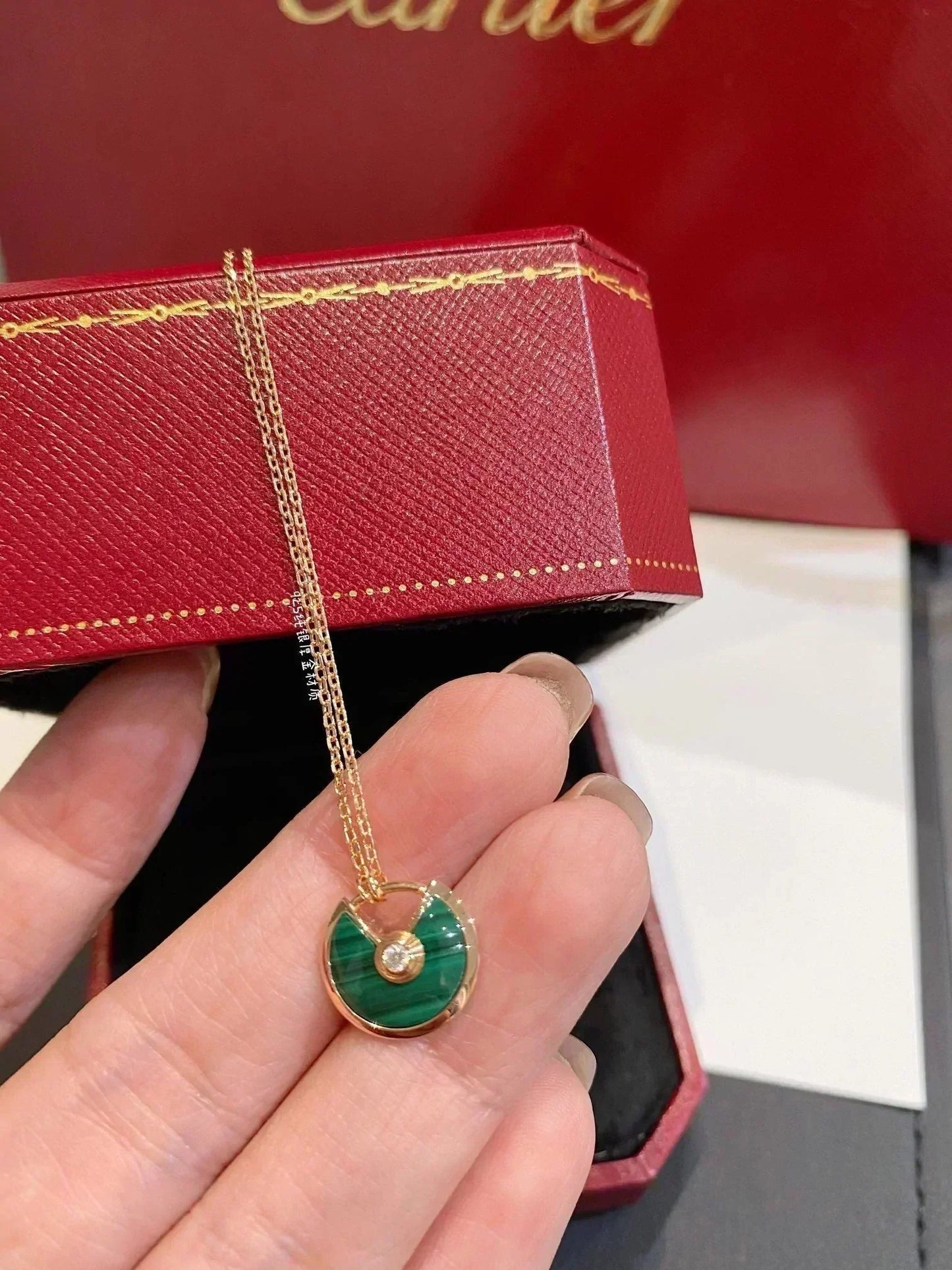 [ELAN LUXE]AMULETTE ROSE GOLD MALACHITE NECKLACE