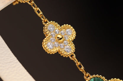 [ELAN LUXE]CLOVER EARRINGS GOLD MALACHITE DIAMOND 3 MOTIF