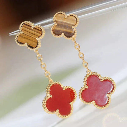 [ELAN LUXE]CLOVER  2 MOTIF  TIGER EYE CARNELIAN EARRINGS
