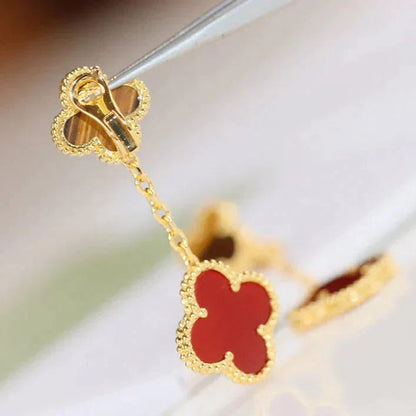 [ELAN LUXE]CLOVER  2 MOTIF  TIGER EYE CARNELIAN EARRINGS