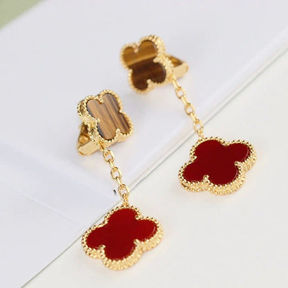 [ELAN LUXE]CLOVER  2 MOTIF  TIGER EYE CARNELIAN EARRINGS