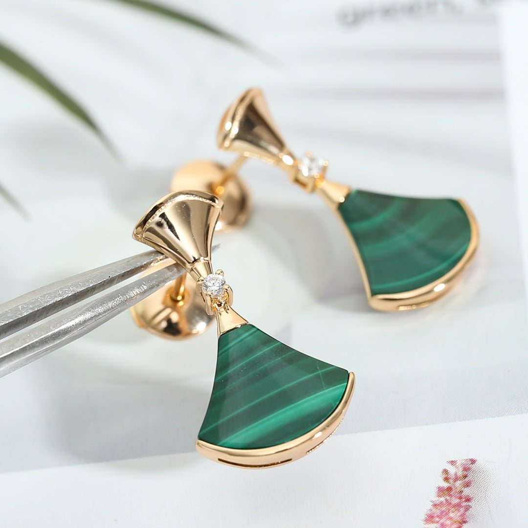 [ELAN LUXE]DREAM MALACHITE PINK GOLD EARRINGS