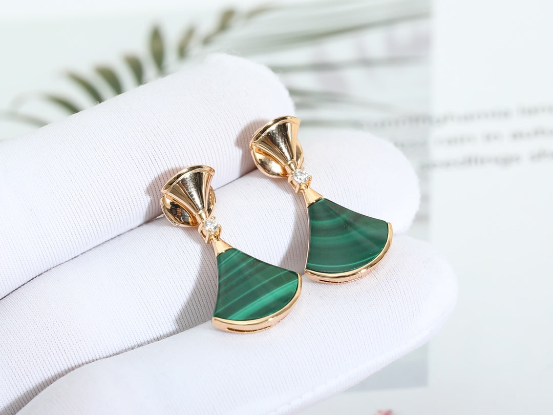 [ELAN LUXE]DREAM MALACHITE PINK GOLD EARRINGS