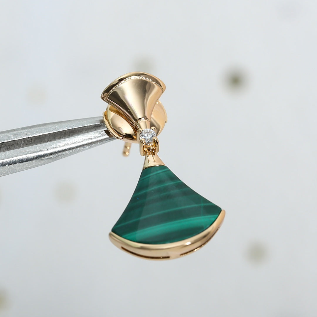 [ELAN LUXE]DREAM MALACHITE PINK GOLD EARRINGS