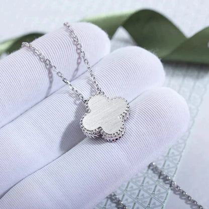 [ELAN LUXE]CLOVER  15MM DIAMOND LASER NECKLACE SILVER