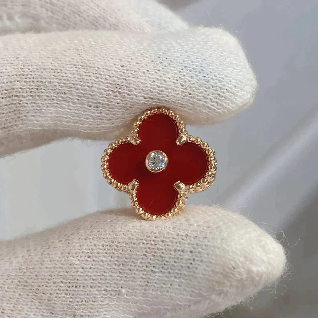 [ELAN LUXE]CLOVER MEDIUM 1 MOTIFS CARNELIAN  DIAMOND earrings