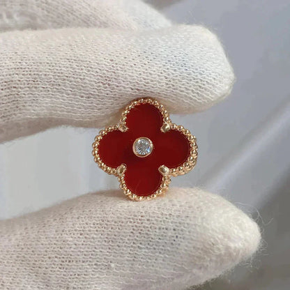 [ELAN LUXE]CLOVER MEDIUM 1 MOTIFS CARNELIAN  DIAMOND earrings