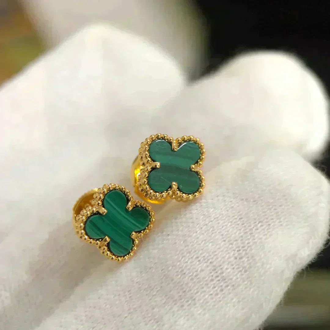 [ELAN LUXE]CLOVER MINI 9.5MM MALACHITE  EARRINGS