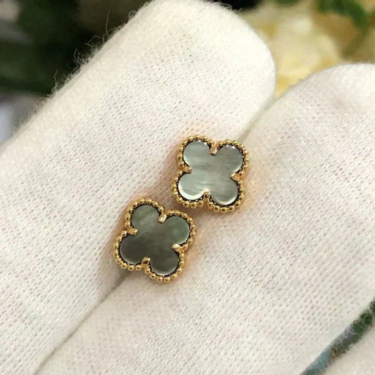 [ELAN LUXE]CLOVER MINI 9.5MM GRAY MOP EARRINGS