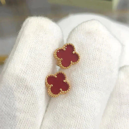 [ELAN LUXE]CLOVER MINI 9.5MM CARNELIAN EARRINGS