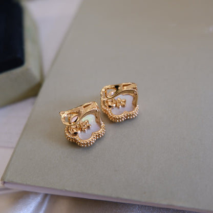 [ELAN LUXE]LUCKY PINK GOLD WHITE MOP EARRINGS
