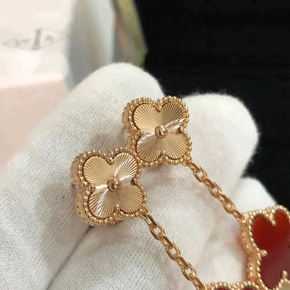 [ELAN LUXE]CLOVER 2 MOTIF  LASER CARNELIAN EARRINGS