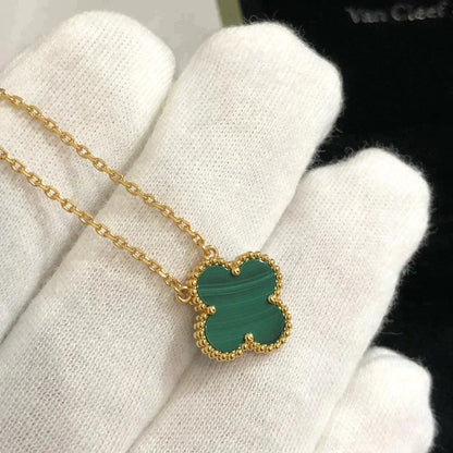 [ELAN LUXE]CLOVER 15MM MALACHITE SINGLE FLOWER  NECKLACE