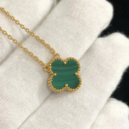 [ELAN LUXE]CLOVER 15MM MALACHITE SINGLE FLOWER  NECKLACE