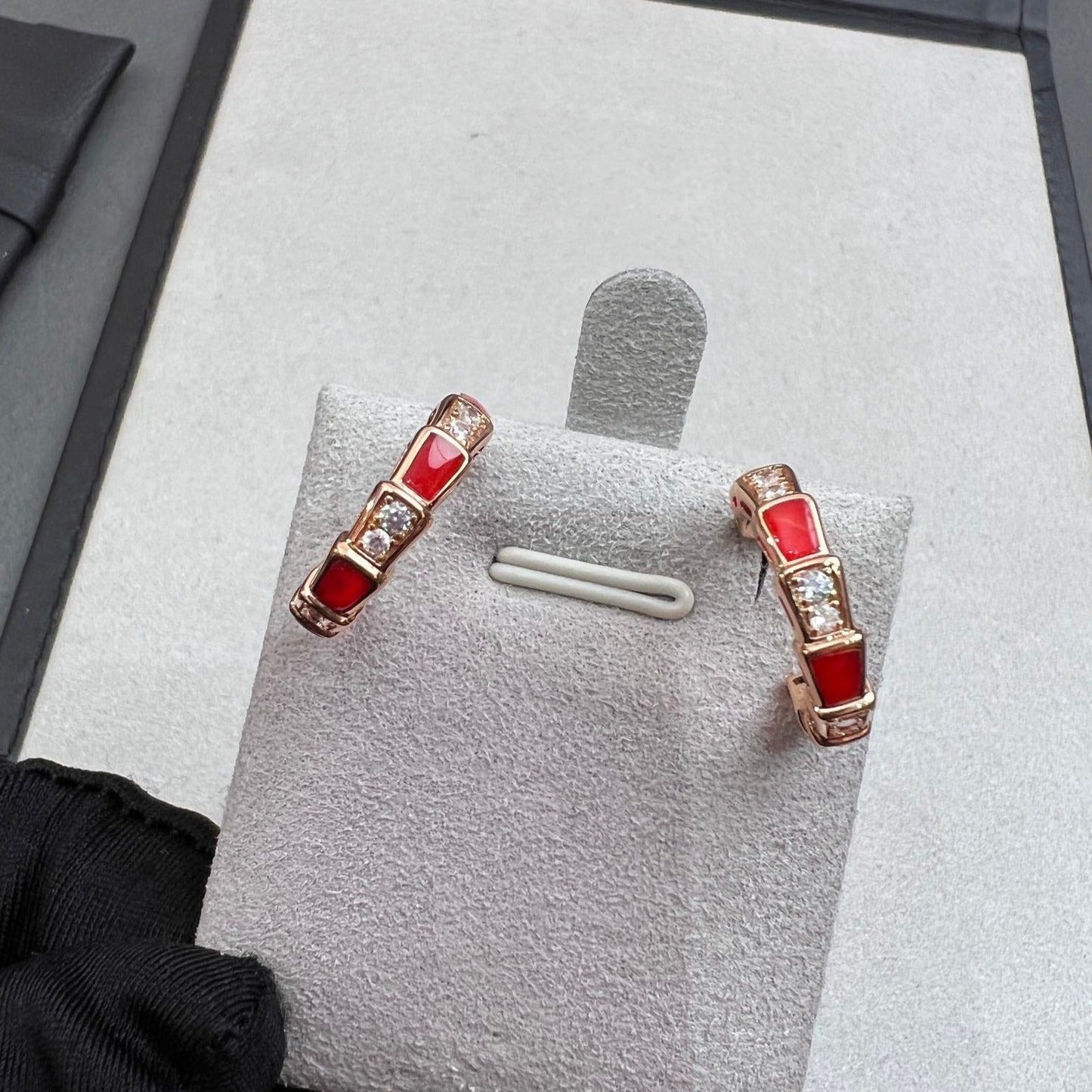 [ELAN LUXE]SERPENTI CARNELIAN PINK GOLD EARRINGS