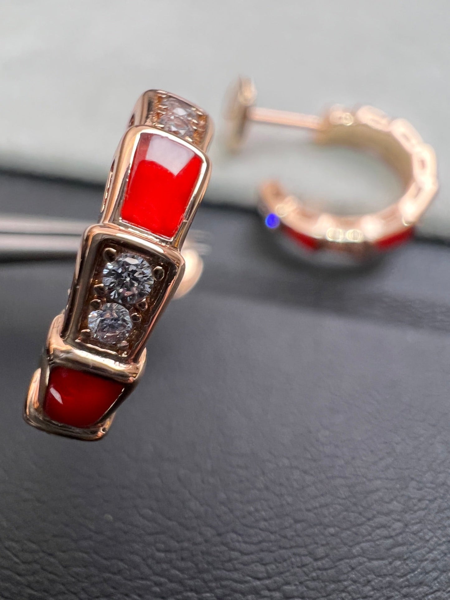 [ELAN LUXE]SERPENTI CARNELIAN PINK GOLD EARRINGS