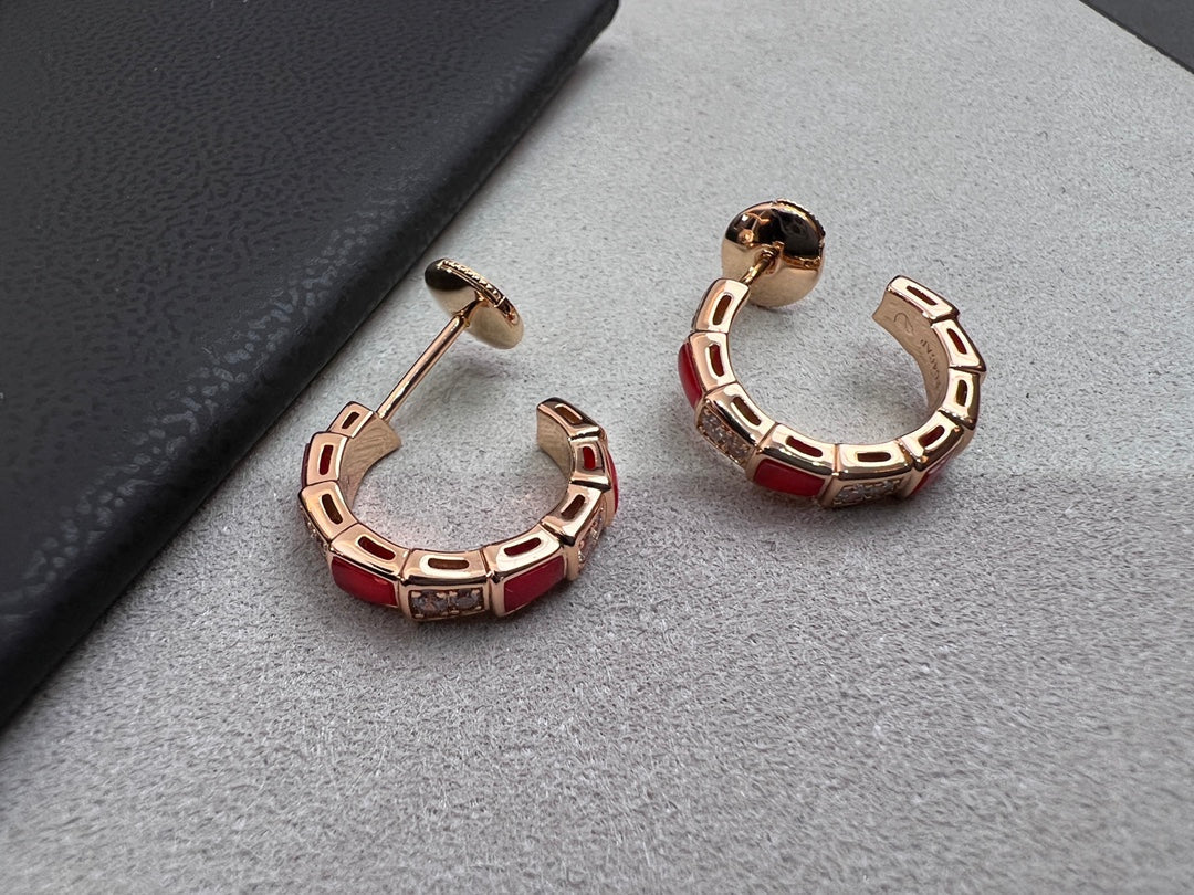 [ELAN LUXE]SERPENTI CARNELIAN PINK GOLD EARRINGS