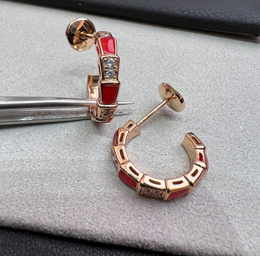 [ELAN LUXE]SERPENTI CARNELIAN PINK GOLD EARRINGS