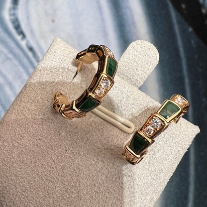 [ELAN LUXE]SERPENTI MALACHITE PINK GOLD EARRINGS
