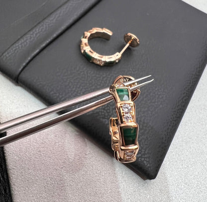 [ELAN LUXE]SERPENTI MALACHITE PINK GOLD EARRINGS