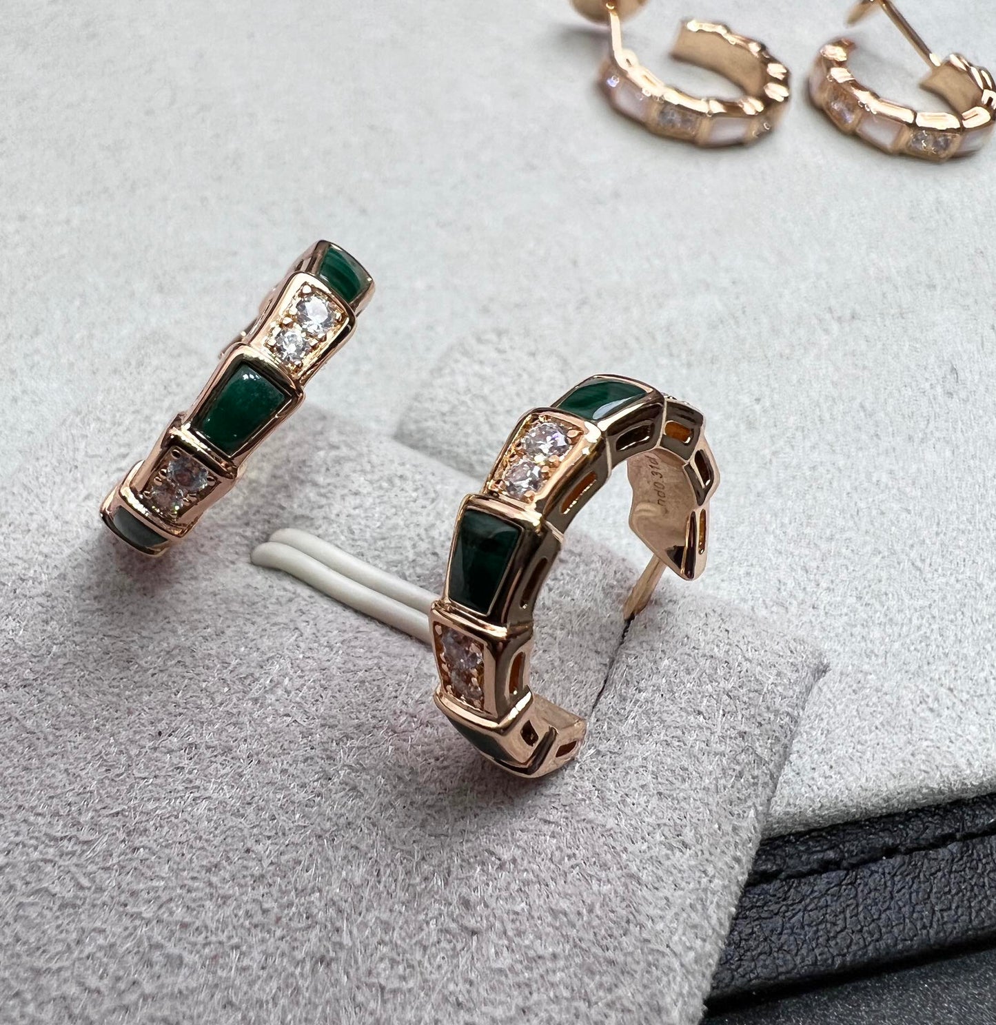[ELAN LUXE]SERPENTI MALACHITE PINK GOLD EARRINGS